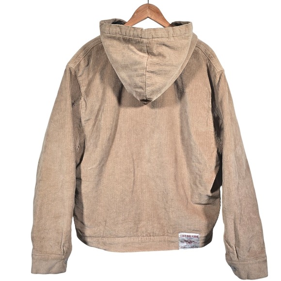 True Religion Vintage Corduroy Jacket Mens XL Extra Large Travertine Hooded - Picture 3 of 12